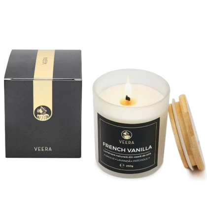 Lumânare din ceară naturală de soia 250g - FRENCH VANILLA Veera 