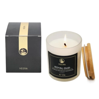 Lumânare din ceară naturală de soia 250g - ROYAL OUD Veera 