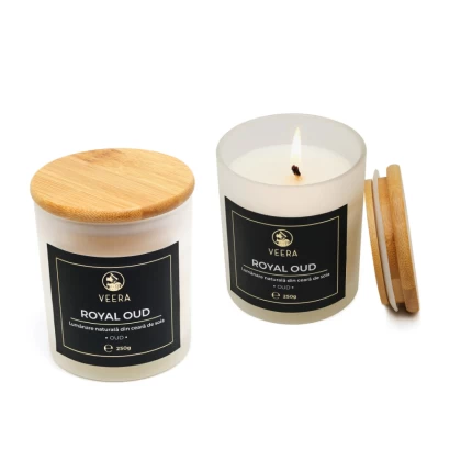 Lumânare din ceară naturală de soia 250g - ROYAL OUD Veera 